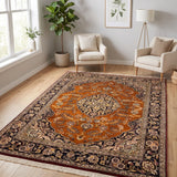 Atashgul – Hand Knotted Silk Rug in Rust/Ivory