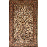 Gulafroz – Hand Knotted Silk Rug in Cream/Peach