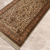Gulafroz – Hand Knotted Silk Rug in Cream/Peach