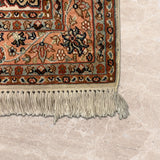 Gulafroz – Hand Knotted Silk Rug in Cream/Peach