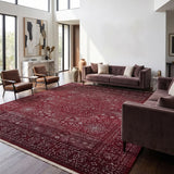 Crimson Patina – Hand Knotted Wool Rug in Maroon/Grey
