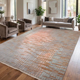 Copper Frequency – Hand Knotted Wool Rug in Blue/Orange