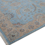 Firouza Bagh – Hand Knotted Wool Rug in Sky Blue/Tan Brown