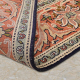 Mahzar-e-Gul – Hand Knotted Silk Rug in Navy Blue/Peach