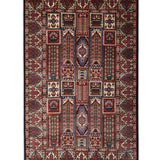 Charbagh Shab – Hand Knotted Wool Rug in Navy Blue/Maroon