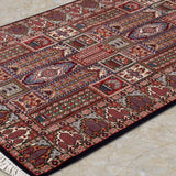 Charbagh Shab – Hand Knotted Wool Rug in Navy Blue/Maroon