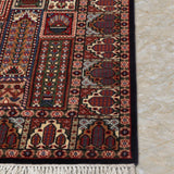 Charbagh Shab – Hand Knotted Wool Rug in Navy Blue/Maroon