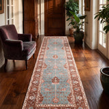 Aabzar Path – Hand Knotted Wool Rug in Sky Blue/Brown