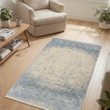 Quiet Horizon – Hand Knotted Wool Rug in Greyish Blue/Beige