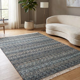 Teal Cipher – Hand Knotted Wool Rug in Turquoise Blue/Cream