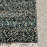 Teal Cipher – Hand Knotted Wool Rug in Turquoise Blue/Cream
