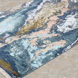Coastal Strata – Hand Knotted Wool Rug in Blue/Tan Brown