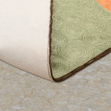 Sunlit Companions – Chain Stitch Embroidery Cotton Rug in Green/Peach