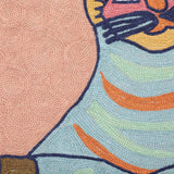 Whisker Voyage – Chain Stitch Embroidery Cotton Rug in Peach/Sky Blue