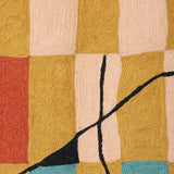 Playful Geometry – Chain Stitch Embroidery Cotton Rug in Cream/Blue