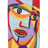 Prism Gaze – Chain Stitch Embroidery Cotton Rug in Sky Blue/Yellow