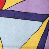 Prism Gaze – Chain Stitch Embroidery Cotton Rug in Sky Blue/Yellow