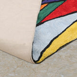 Prism Gaze – Chain Stitch Embroidery Cotton Rug in Sky Blue/Yellow