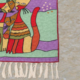Garden Guardians – Chain Stitch Embroidery Cotton Rug in Pistachio Green/Purple