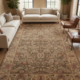 Bagh-e-Zaitun – Hand Knotted Wool Rug in Olive Green/Beige