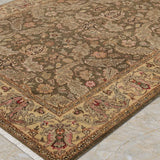 Bagh-e-Zaitun – Hand Knotted Wool Rug in Olive Green/Beige