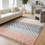 Pastel Lattice – Hand Woven Cotton Rug in Cream
