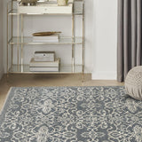 Laleh Nilo - Hand Knotted Wool Rug In Dark Grey/White