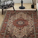Zhaleh - Hand Knotted Silk Rug In Rust/Cream