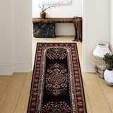 Navindra - Hand Knotted Wool Rug in Navy Blue/Orange