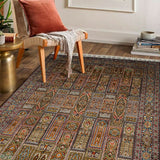 Bakhtara - Hand Knotted Silk Rug in Navy Blue