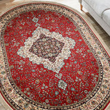 Meher Chakra - Hand Knotted Silk Rug In Ribbon Red/Ivory