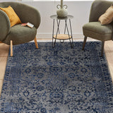 Nargis - Hand Knotted Wool Rug In Slate Gray/Navy Blue