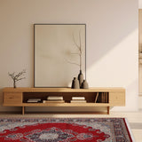 Zara - Hand Knotted Wool Rug In Crimson Red/Navy Blue