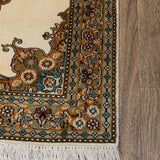Mehereen - Hand Knotted Silk Rug In Cream/Orange