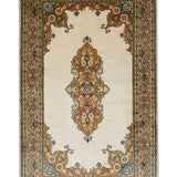 Mehereen - Hand Knotted Silk Rug In Cream/Orange