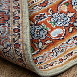 Roshd - Hand Knotted Silk Rug In Light Green/Rust