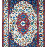 Sangria - Chain Stitch Embroidery Cotton Rug In Cream/Sangria