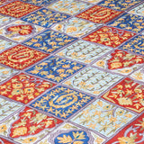 Zarrin - Chain Stitch Embroidery Cotton Rug In Brick Red/Blue
