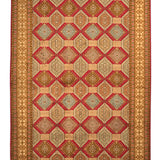 Safaviya - Hand Knotted Silk Rug In Red/Gold