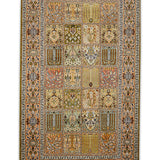 Nazm-e-Handasa - Hand Knotted Silk Rug In Lime Green/Peach
