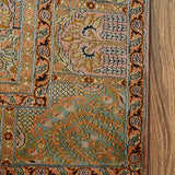 Nafisa - Hand Knotted Silk Rug In Peach/Sage Green