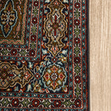 Bakhtara - Hand Knotted Silk Rug in Navy Blue