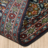 Bakhtara - Hand Knotted Silk Rug in Navy Blue