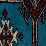 Rang-e-Turkman - Hand Knotted Wool Rug In Turquoise Blue/Red Oxide