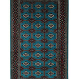 Rang-e-Turkman - Hand Knotted Wool Rug In Turquoise Blue/Red Oxide