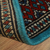 Rang-e-Turkman - Hand Knotted Wool Rug In Turquoise Blue/Red Oxide