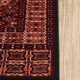 Shabnam - Hand Knotted Wool Rug In Navy Blue/Maroon