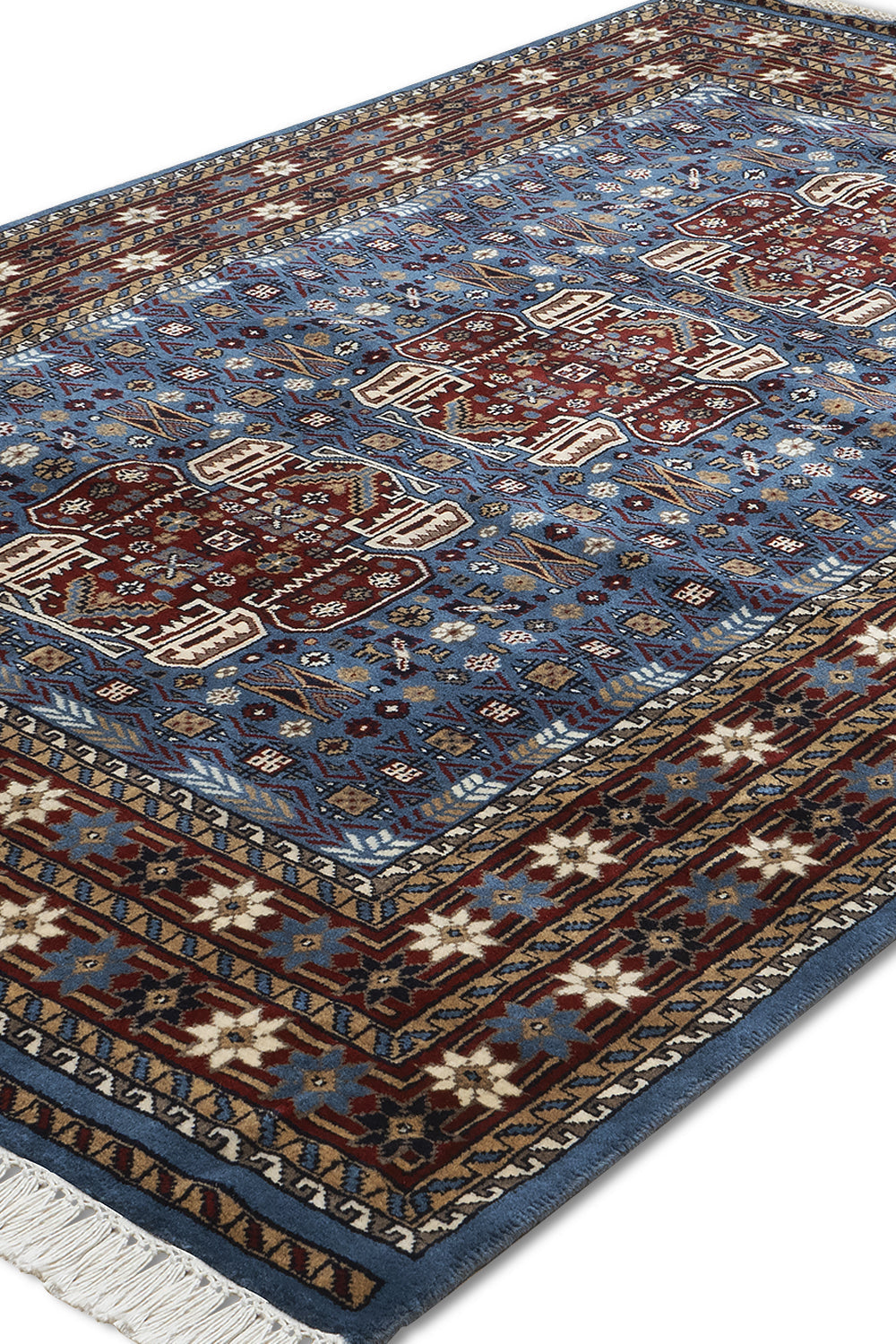 Prussian Rugs Quasar - Hand Knotted Wool Rug In Prussian Blue/Cream - Kesari Home