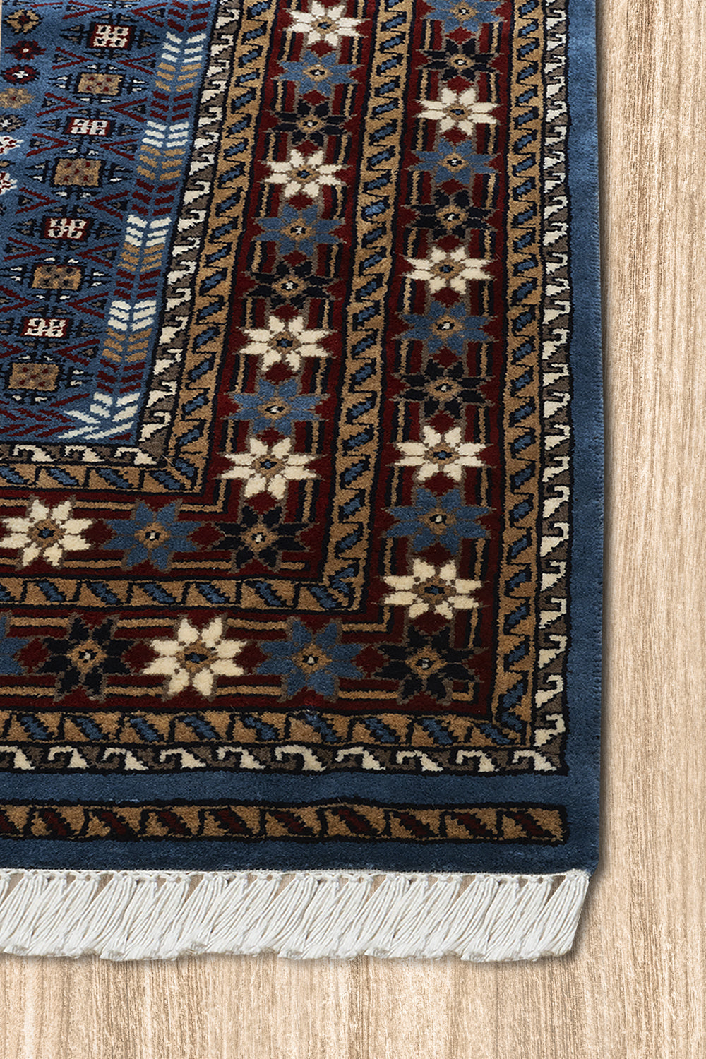 Prussian Rugs Quasar - Hand Knotted Wool Rug In Prussian Blue/Cream - Kesari Home