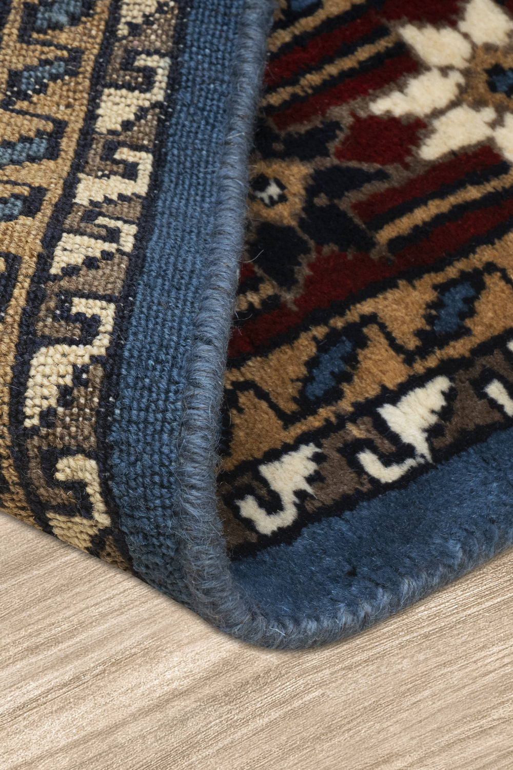 Prussian Rugs Quasar - Hand Knotted Wool Rug In Prussian Blue/Cream - Kesari Home